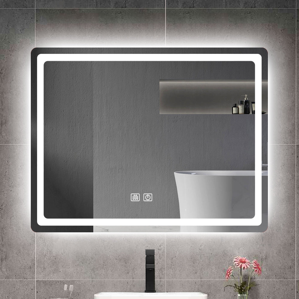 31In. H Led Single Bathroom Vanity Mirror In Polished Crystal Bathroom Vanity Led Mirror For Bathroom Wall Smart Lighted Vanity Mirrors Natural Glass