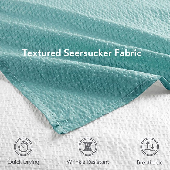 Ombre Printed Seersucker Shower Curtain Aqua 72X72" Aqua Polyester