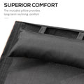 Outsunny Outdoor Chaise Wood Lounge Chair With Pillow, Armrests,Sling Mesh And Comfortable Curved Design For Patio, Deck, And Poolside Black Pine