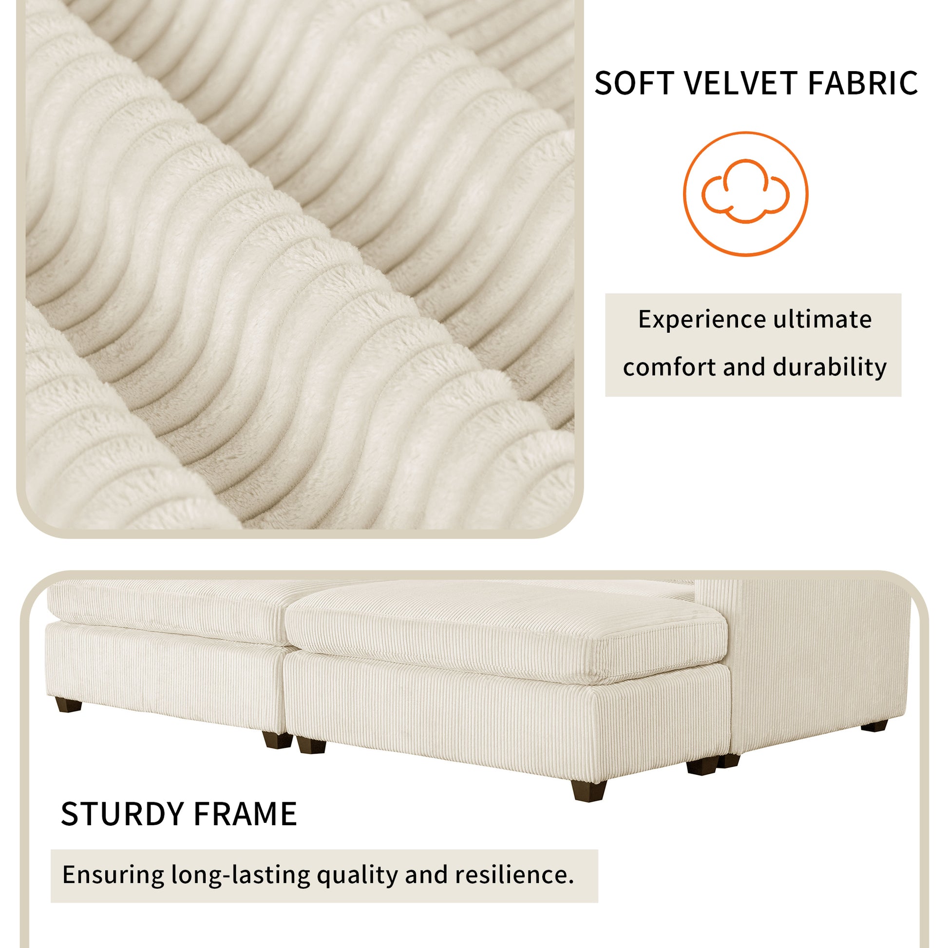 90'' Square Arm Sofa With Removable Back Cushions And 2 Pillows, Couch For Living Room, Office, Apartment Beige Polyester Primary Living Space Pillow Back American Design Polyester