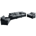 Warm And Cozy Sofa Set With Soft Cushions And Pillows, Home Theater Style Sofa Set Consisting Of A 3 Seater Sofa And Two Single Sofas Ingrey Corduroy Fabric Grey Corduroy 5 Seat