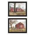 2 Piece Vignette All American Barns Black Framed Wall Art For Living Room, Bedroom Wall Art Print For Home Decor By Billy Jacobs Multicolor Wood Paper