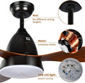 52 Inch Ceiling Fan With Led Light And Remote Control, 3 Speed Modes, 2 Rotating Modes, Timer Antique Brown Wood