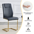 Table And Chair Set.Large Modern Rectangular Table With 0.4 Inch Patterned Glass Tabletop And Large Mdf Table Legs.Comes With 6 Chairs With Faux Leather Cushioned Seats And Golden Metal Legs. Gold White Seats 6 Mdf Glass