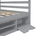 Full House Bed With Roof Frame, Bedside Shelves, Under Bed Storage Unit,Grey Full Grey American Design Pine