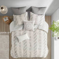 3 Piece Cotton Jacquard Comforter Set Ivory Full Queen Queen Ivory Cotton