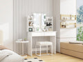 Makeup Vanity Desk With Led Lighted Mirror ,Dressing Table Set With 2 Large Drawers 10 Led Light ,White Color White Primary Living Space Modern Particle Board