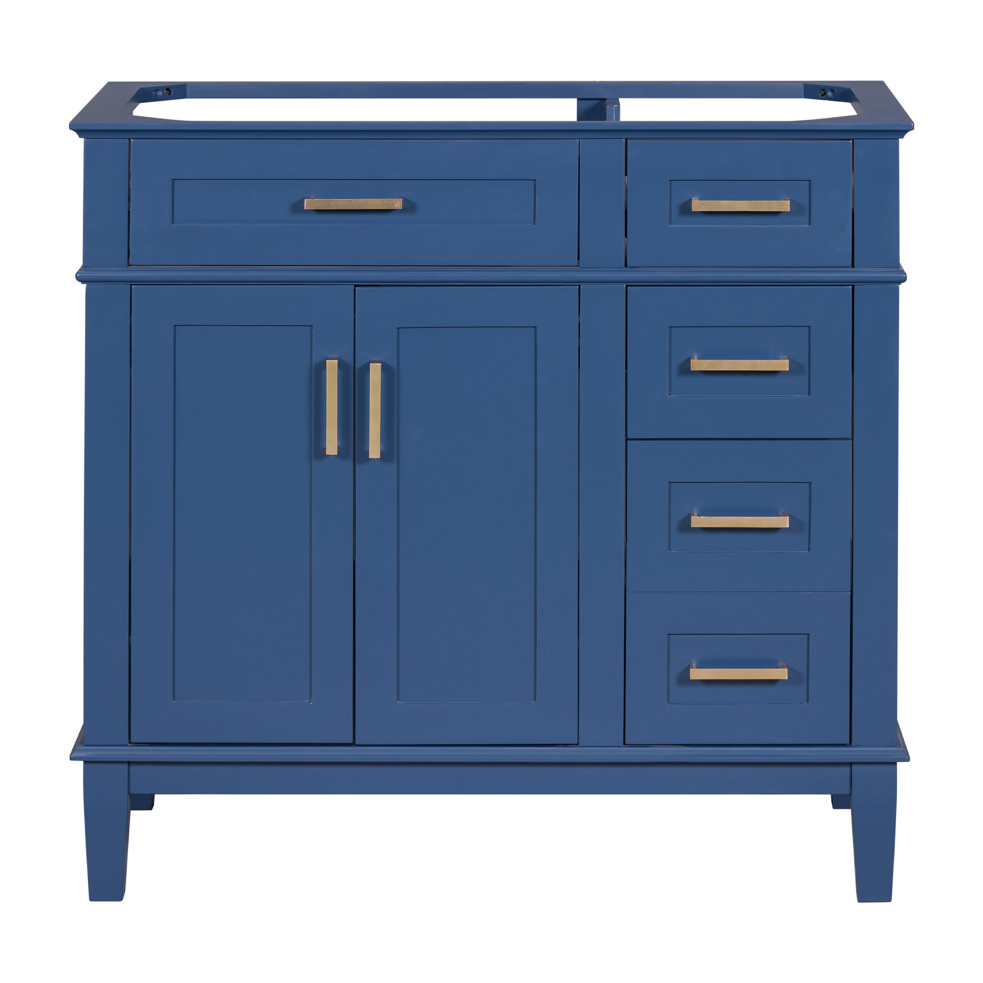 Cabinet Only 36" Blue Modern Bathroom Vanity Sink Not Included 4 Blue 2 Soft Close Doors Bathroom Freestanding Modern Solid Wood Mdf Painted