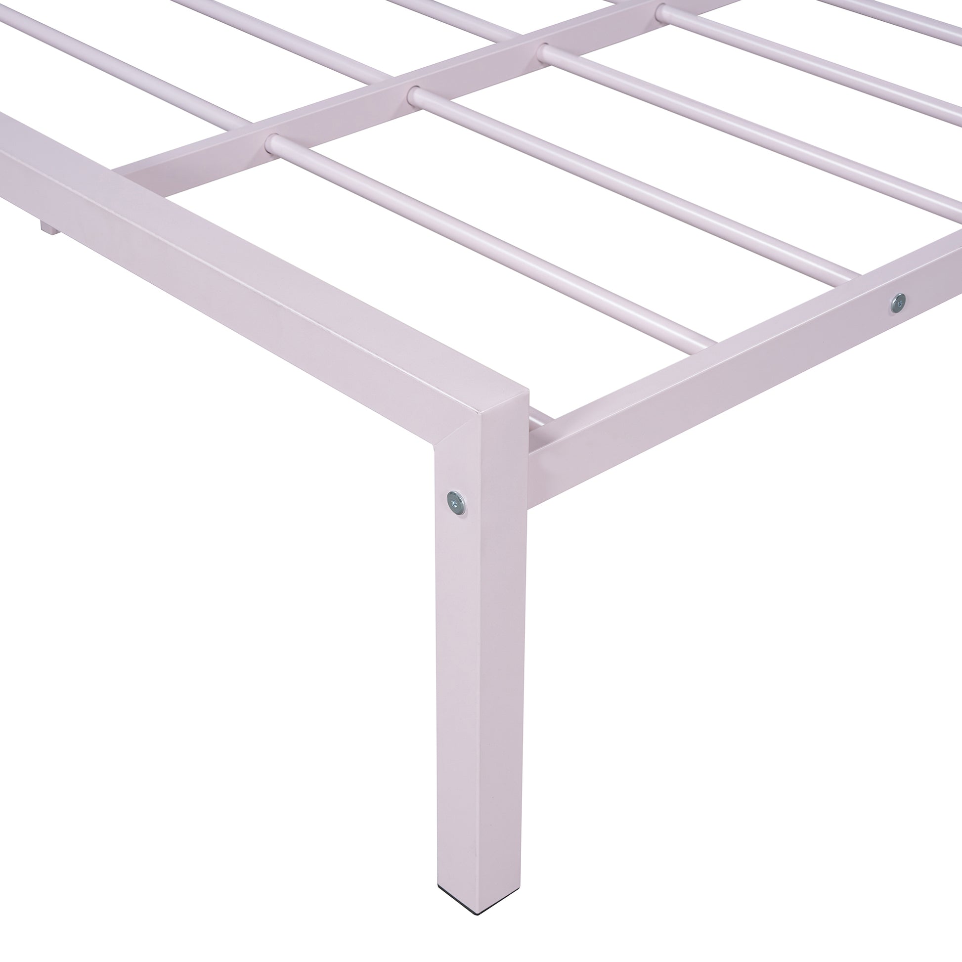 Full Size Metal Platform Bed With Two Drawers,House Shaped Headboard Design, Pink Full Pink Metal