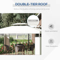 Outsunny 10' X 13' Patio Gazebo, Double Roof Outdoor Gazebo Canopy Shelter With Screen Decorate Corner Frame, For Garden, Lawn, Backyard And Deck, Cream White Cream White Steel