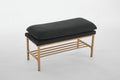 End Of Bed Bench With Shelf, Linen Upholstered Storage Shoe Bench, Modern Bedroom Bench With Metal Legs For Living Room, Entryway, Dining Room, 300 Lb, Linen Color Black Black Polyester Blend