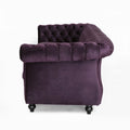 Luxurious 3 Seater Purple Velvet Sofa, Featuring A Classic Design With Modern Elegance, Perfect For Adding Sophistication And Style To Any Living Room, Plush Comfort And Durable Craftsman Black Berry Wood Primary Living Space Medium Soft Tight Back