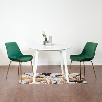 Aufurr Contemporary 3 Piece Dining Set, White Round Dining Table With 2 Chairs Wood White Seats 2 White Wood Fixed Table Rubberwood Round 4 Leg Round Dining Table With Chair Mdf