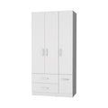 White 4 Door 2 Drawer Armoire White Bedroom Melamine