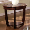 Dark Cherry 1Pc End Table Open Bottom Shelf Round Design Glass Insert Top Living Room Furniture Brown,Cherry Brown Primary Living Space Classic,Contemporary,Luxury,Traditional Rubberwood Open