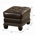 Espresso And Cherry Tufted Ottoman Espresso Genuine Leather Wood Primary Living Space Backless Solid Brown Rectangle Armless Nailhead Trim Genuine Leather