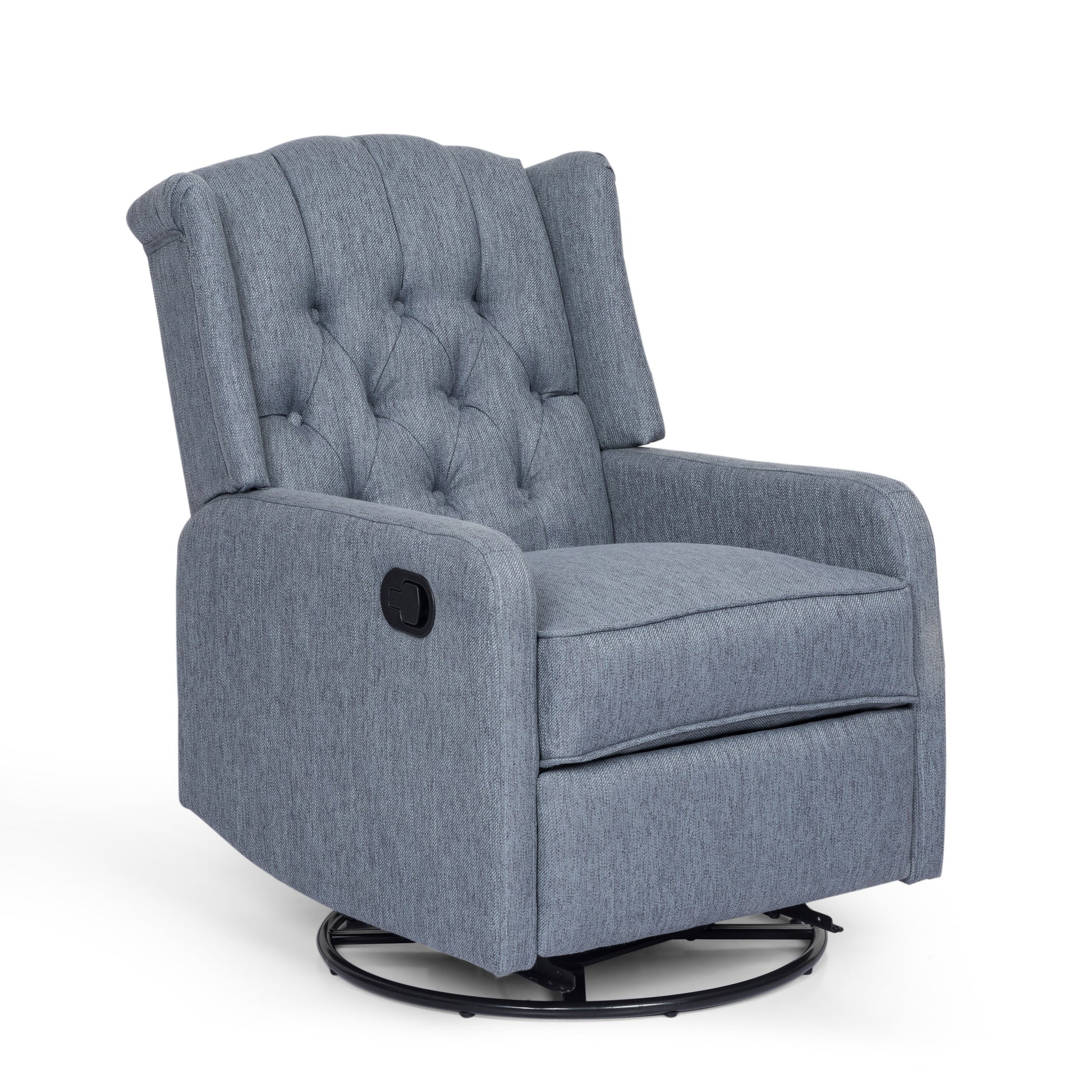 Classic Design, Manual Recliner Chair With 360 Degree Swivel Charcoal Fabric