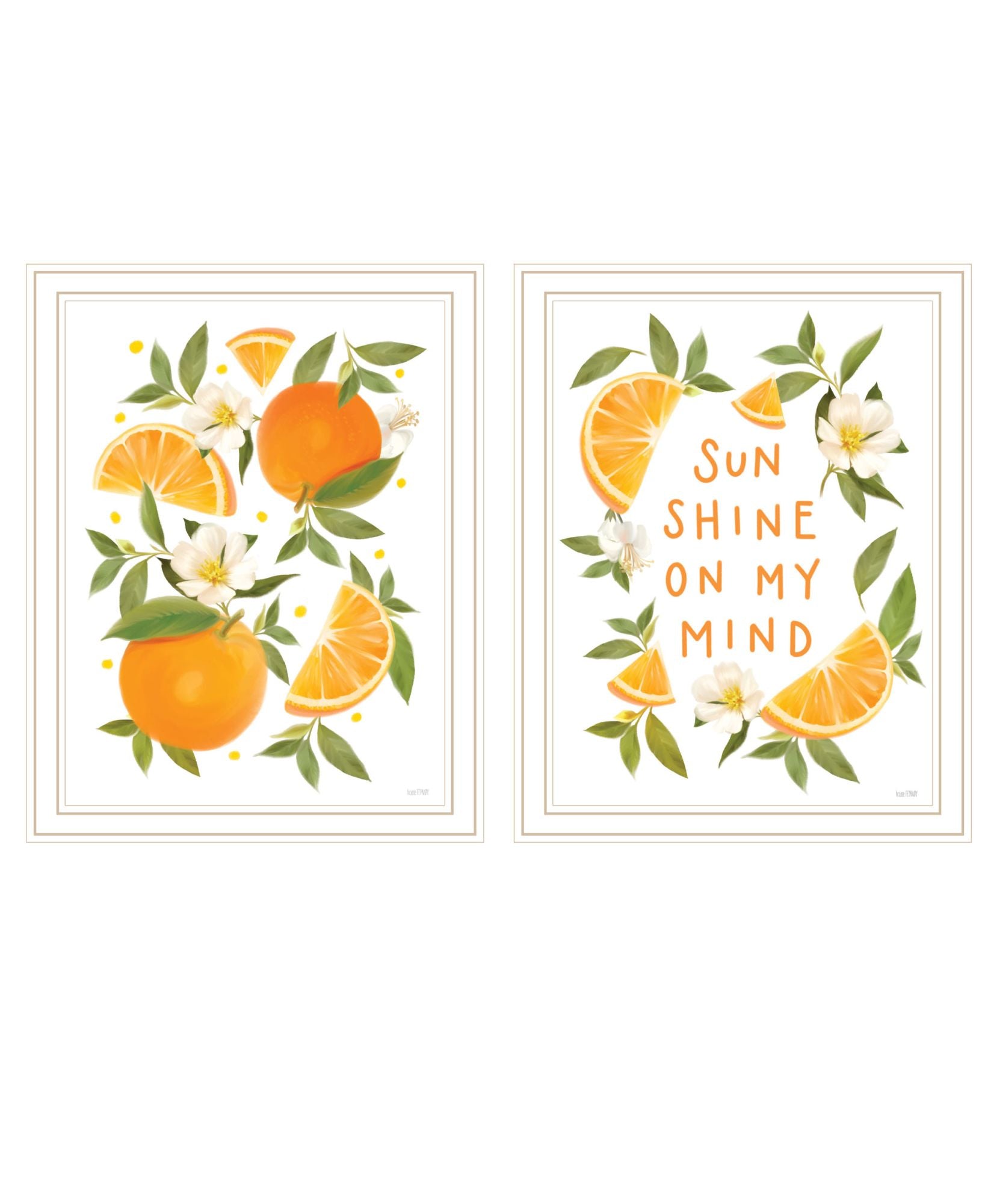 "Sunshine On My Mind Oranges" Framed Wall Art For Living Room, Wall Art Print For Home Decor, Bedroom Wall Art By House Fenway Multicolor Wood Paper