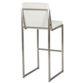 Barstool Set Of 2 White Metal & Wood