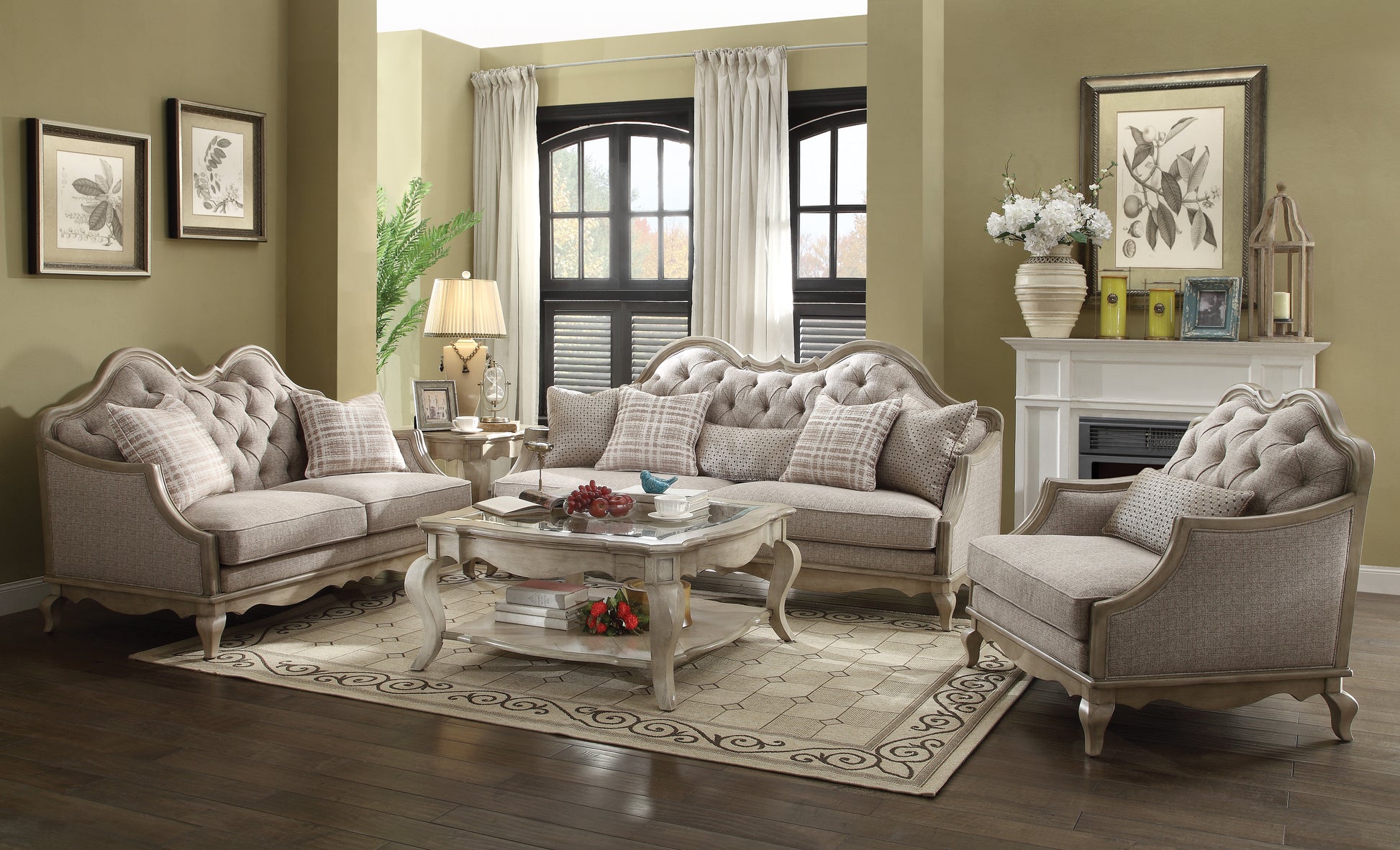 Antique Taupe End Table With Bottom Shelf Taupe Gold Primary Living Space Shelves Rectangular Solid Wood