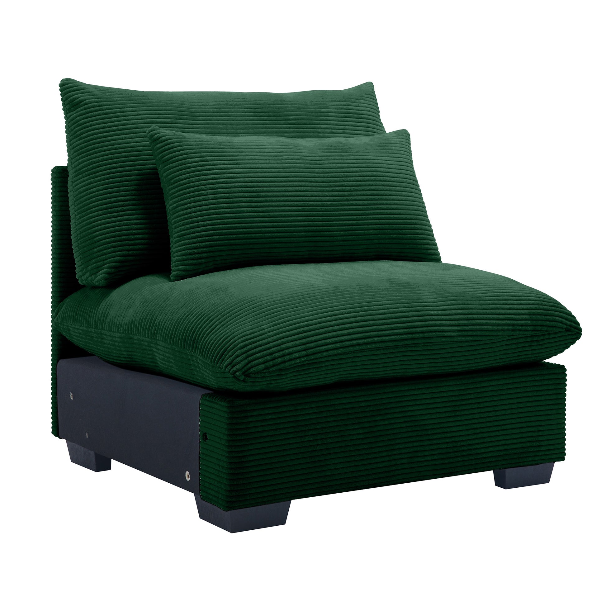 Armless Sofa For Flexible Combination To Become 2 Seater 3 Seater 4 Seater Sofa Armless Sofa With Delicate And Soft Corduroy Fabric, High Resilience Sponge And Waist Pillow, Green Green Corduroy 1