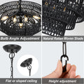 Boho 6 Light Rattan Chandelier Black Rattan Metal