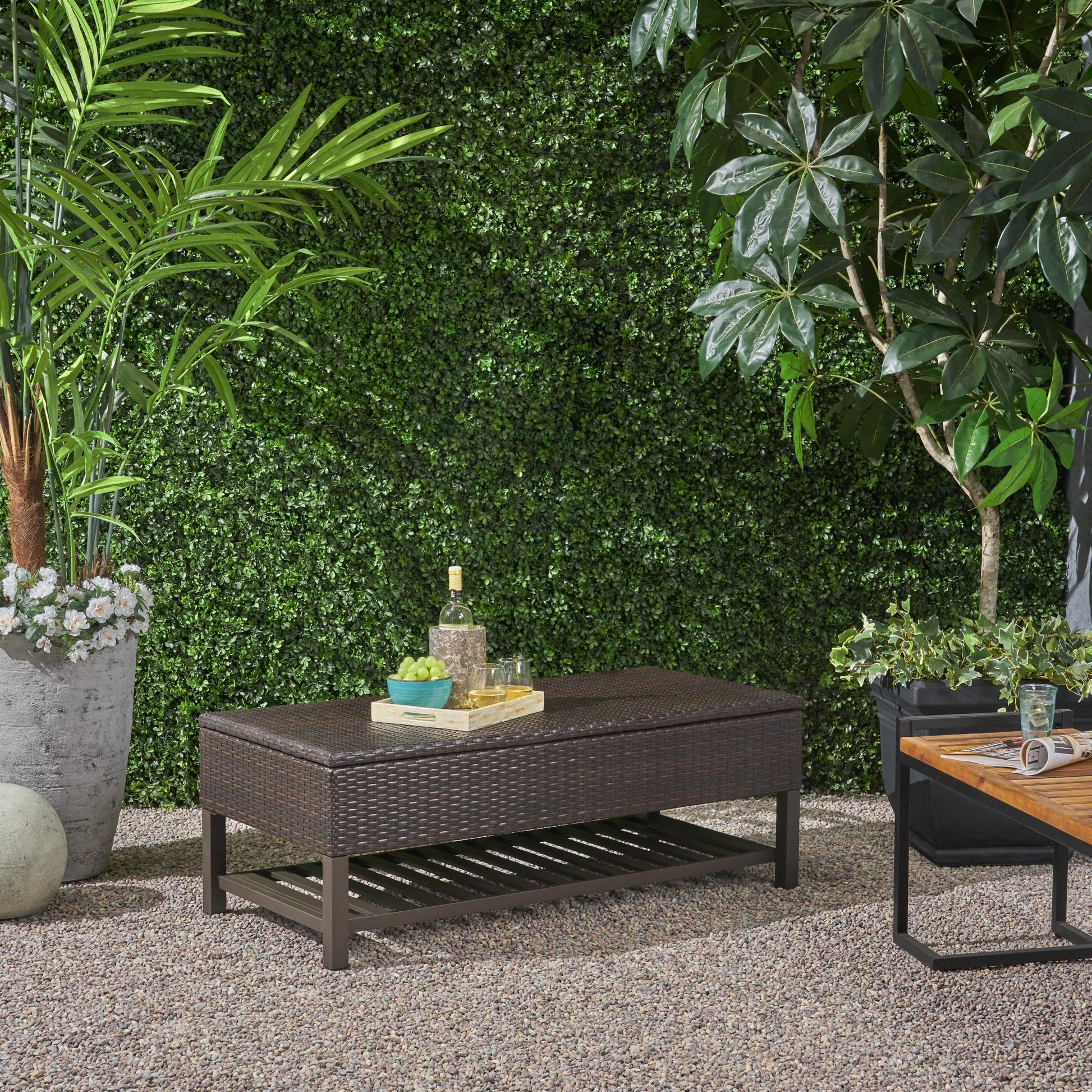 Regent Storage Bench With Metal Rack Brown Multi Rattan