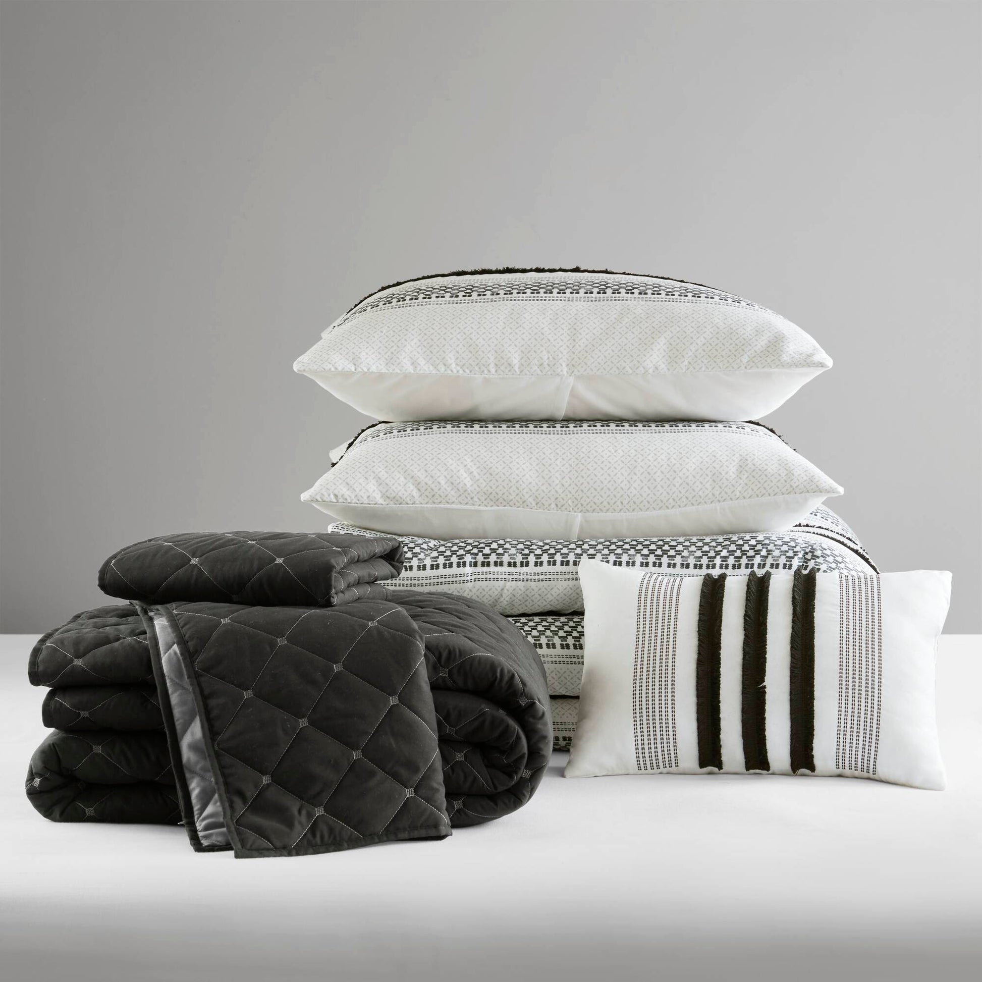 7 Piece Stripe Comforter And Quilt Set Full Queen Multicolor Polyester