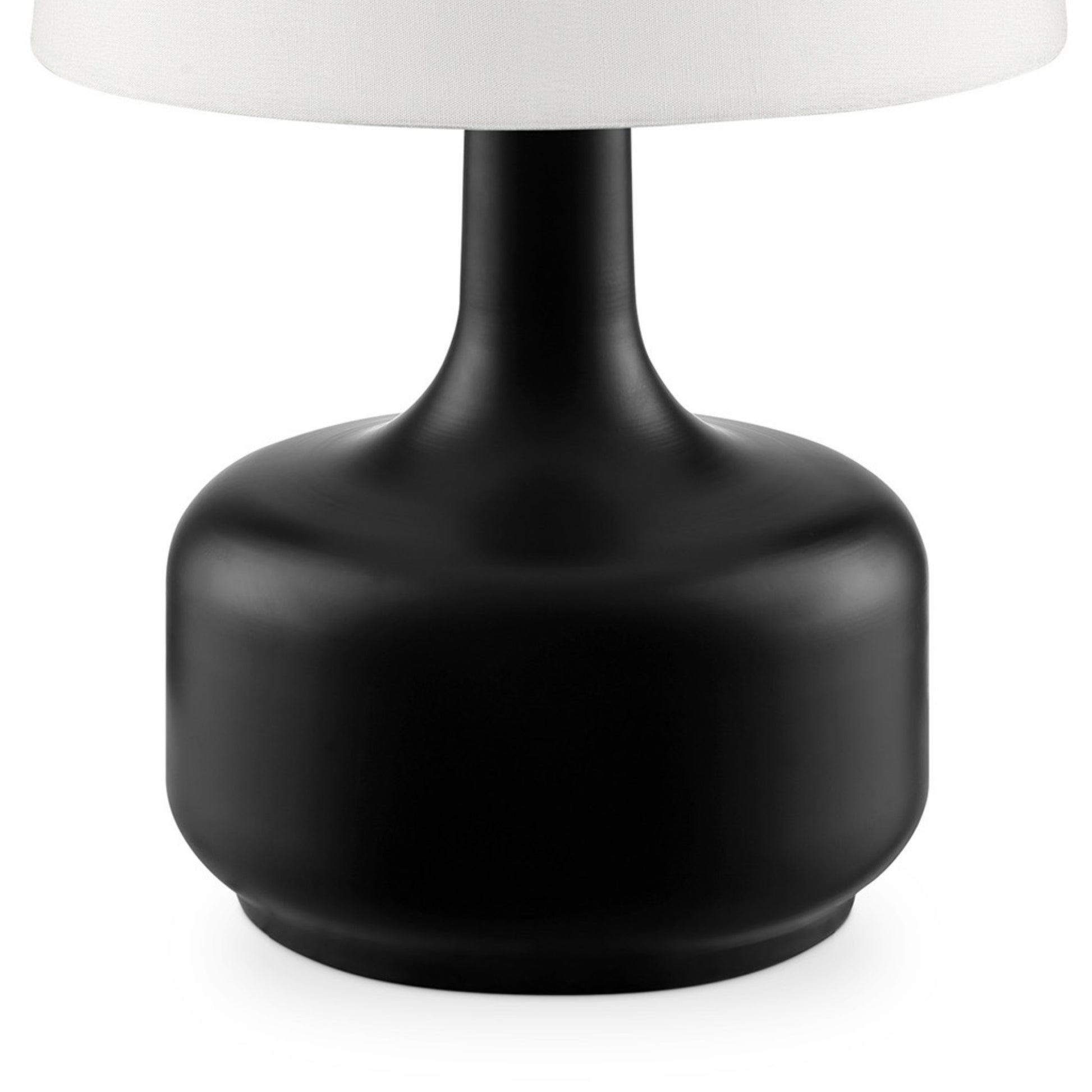 17.25" Tall "Cheru" Modern Mid Century Touch On Table Lamp, Powder Black Black Metal