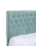 Luma Blue Queen Upholstered Bed Queen Blue Foam Solid Wood