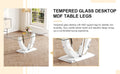 Table And Chair Set, Large Modern Rectangular Glass Table, Can Accommodate 6 8 People, Equipped With A 0.39 Inch Tempered Glass Tabletop And Mdf Table Legs.Paired With Comfortable And Soft Chairs. Black Mdf Glass