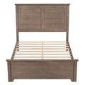 Farmhouse Wooden Platform Full Size Bed With Panel Design Headboard And Footboard For Teenager, Ash Brown Full Ash Brown Pine