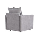 Chenille Fabric Comfy Deep Single Seat Sofa Upholstered Reading Armchair Living Room Gray Wood Foam Chenille 1 Seat