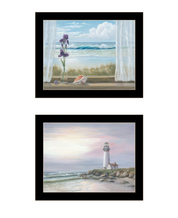 "Lighthouse At Sunset" Framed Wall Art For Living Room, Wall Art Print For Home Decor, Bedroom Wall Art By Georgia Janisse Multicolor Wood Paper