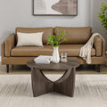 Contemporary Open Arch Base Round Coffee Table Cerused Ash Dark Gray Mdf Mdf