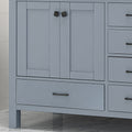 73'' Bathroom Vanity With Marble Top & Double Ceramic Sinks, 4 Doors, 6 Drawers, Grey Grey Plywood
