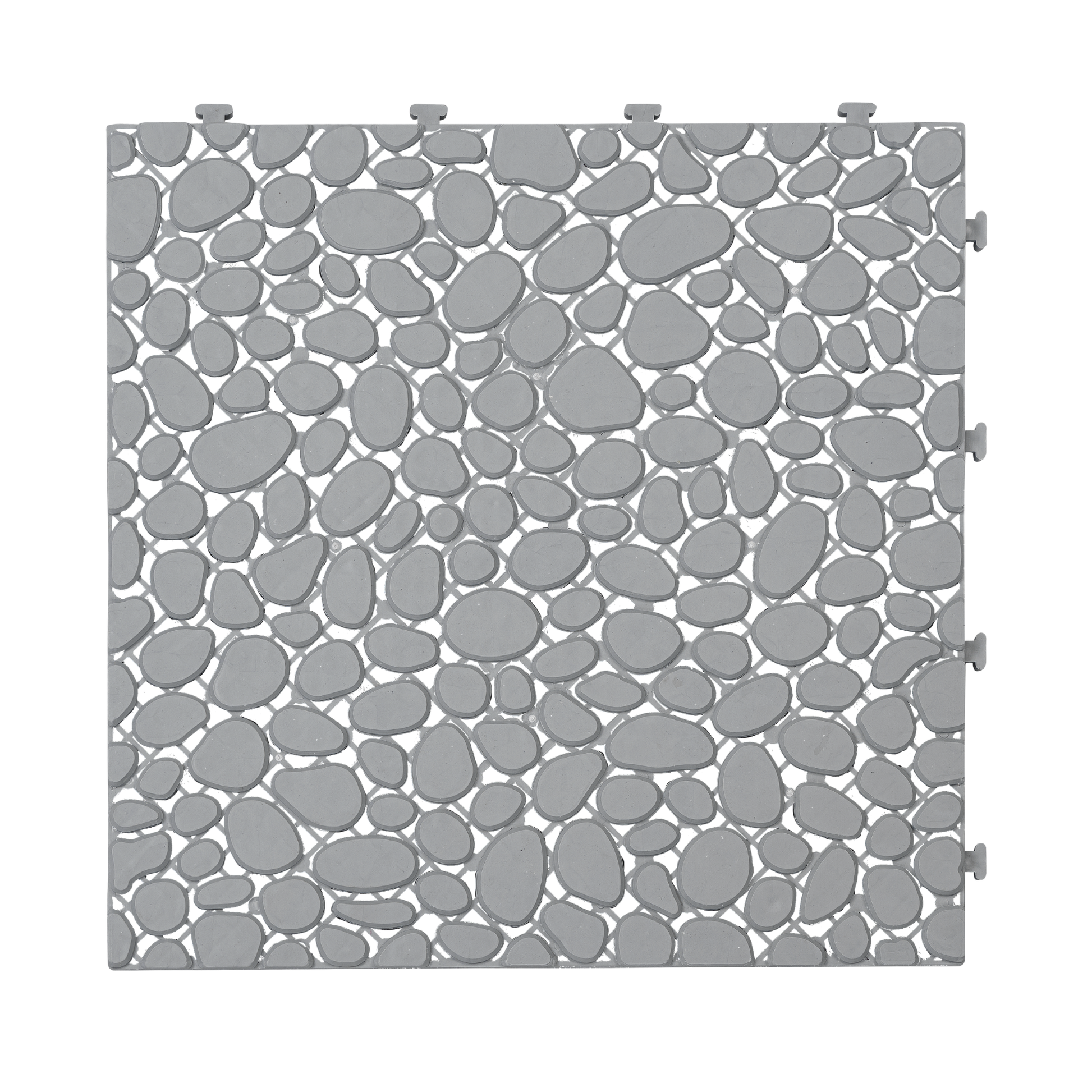 12 X 12 Inch Gray Interlocking Deck Tiles Plastic Waterproof Outdoor All Weather Anti Slip Bathroom Shower Balcony Porch Strong Weight Capacity Upto 440 Lbs, Pebble Stone Pattern Pack Of 24 Grey Bathroom American Design,American Traditional Plastic