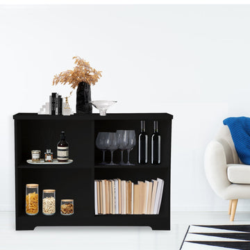 Universal Small 2 Shelf Bookcase In Black Set Of 2 Black Chinese Engineered Wood