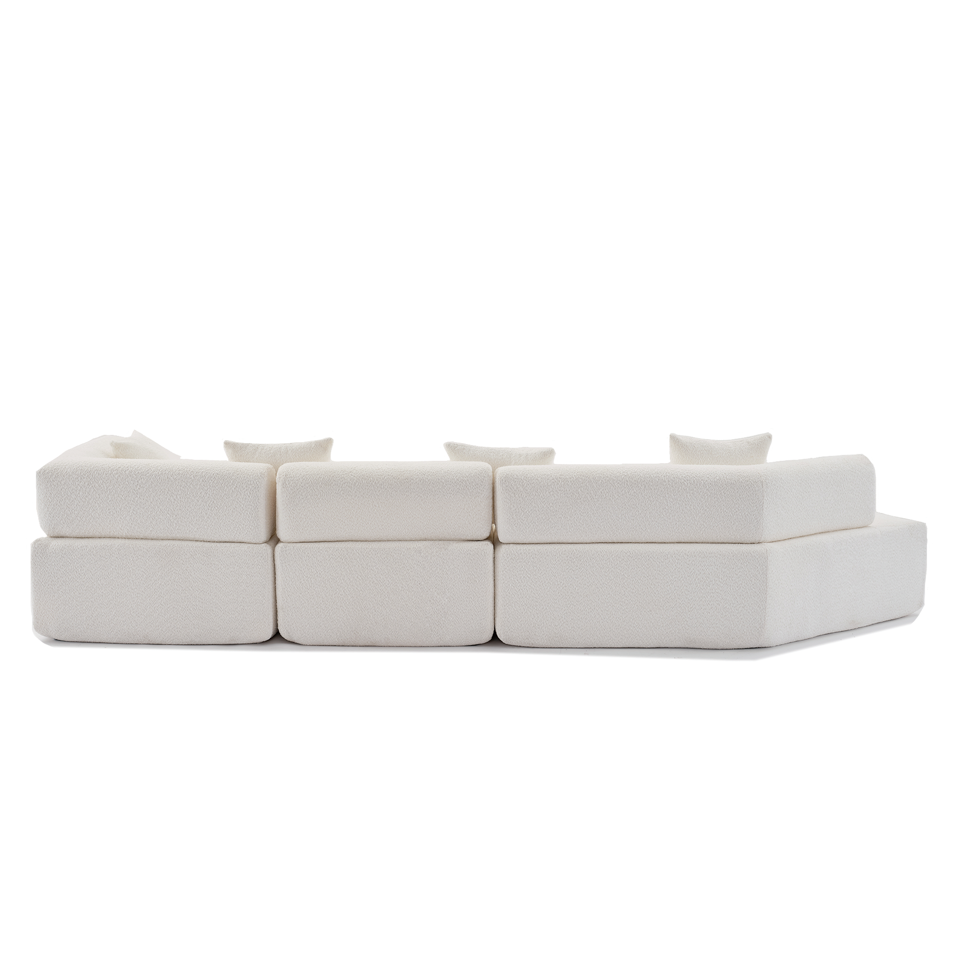 Arrived Modern Minimalist 140" L Shape Couch ,No Assembly Required,Boucle,Modular Sofa ,Couch With Chaise,Free Combination Foam Filled Sofa, 4 Seats,White White Polyester Primary Living Space Soft Modern Foam Polyester 4 Seat