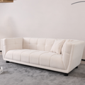 Wks13 Mid Century Modern Style: Simple White Sofa, Small Square Design, Velvet Fabric Texture Smooth, Retro Fashion, Solid Wood Feet, 2 People Design White Retro Broadcloth Pleat 2 Seat