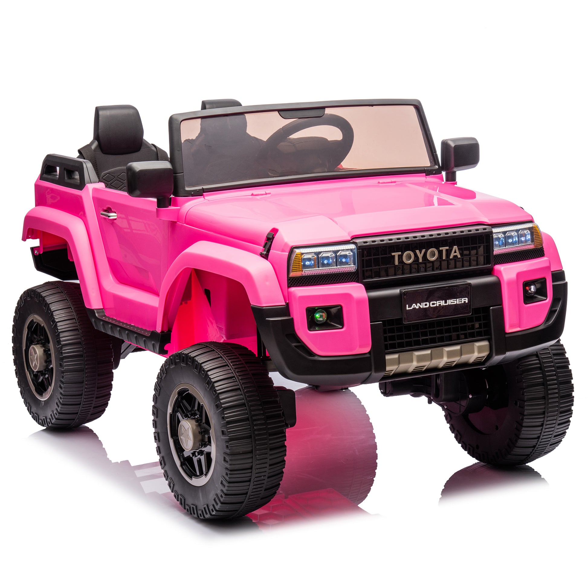 24V Two Seater Kids Ride On Car W Parents Remote Control, Licensed Toyota Lc250,220W Motors,With Shovel,Three Point Seat Belt,Slow Start,Speed Adjustment,Bluetooth,Music For Kids Aged 3 . Pink Polypropylene