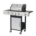 3 Burner Propane Gas Bbq Grill With Side Burner, 37230Btu Output With Enameled Cast Iron Cooking Grids For Outdoor Barbecue, Stainless Steel Black Silver Garden & Outdoor Iron,Stainless Steel