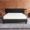 Contemporary 14 In. Platform Mattress Foundation, Queen Size Upholstered Bed Frame Base, Dark Gray Box Spring Not Required Queen Dark Gray Wood Contemporary Bed Frame Polyester Polyester Plywood