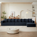 Chenille Modular Sofa Modern Upholstered Sectional Couch With Plush Seating, Fixed Cushions, And Versatile Design For Living Room, Bedroom, Office Blue Chenille 6 Seat