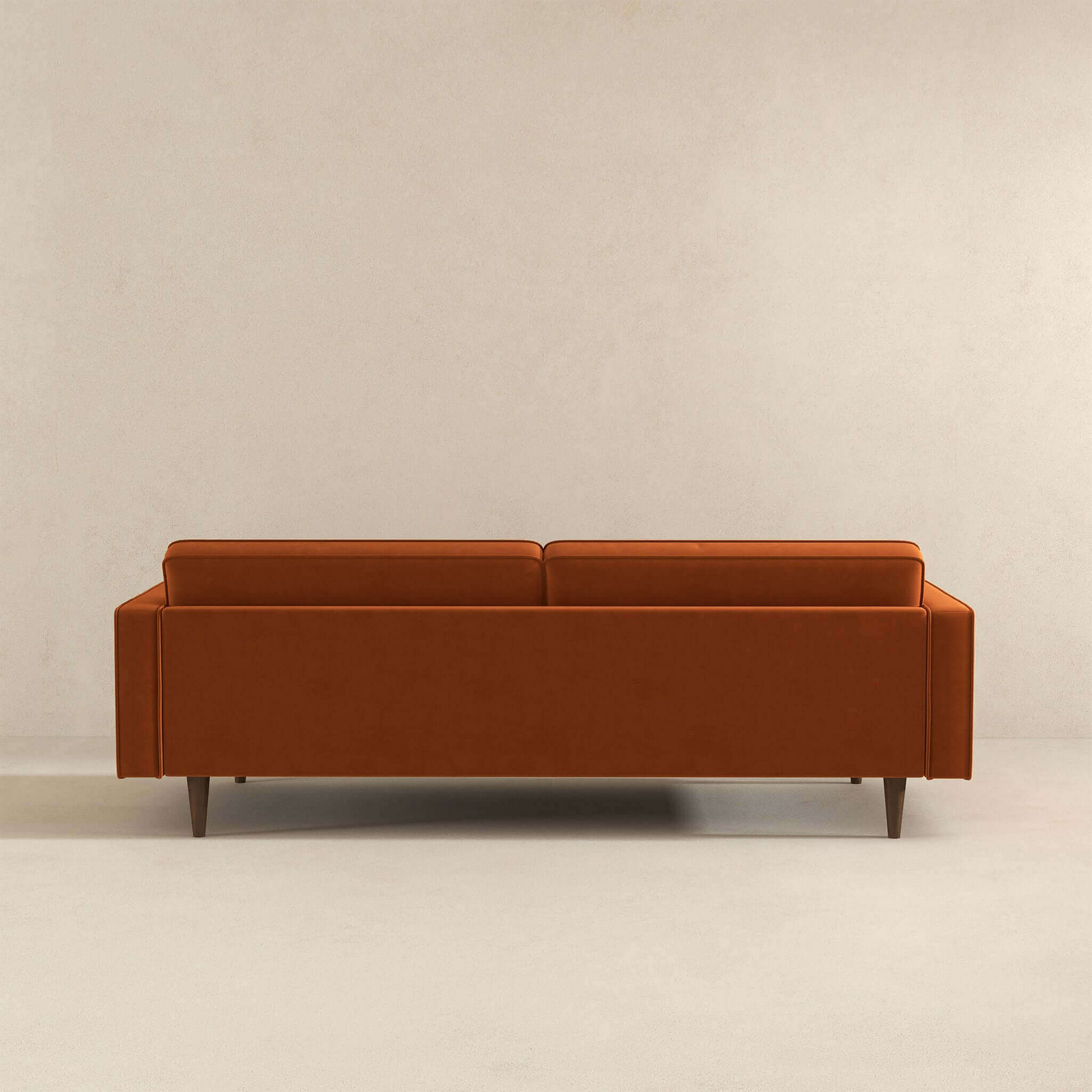 Casey Mid Century Modern Burnt Orange Velvet Sofa Burnt Orange Velvet Wood Primary Living Space Mid Century Modern Foam Velvet 3 Seat