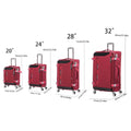 Softside Upright Luggage Set Expandable, Lightweight,4 Piece 20 24 28 32 Claret Red Fabric