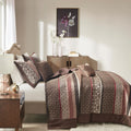 5 Piece Reversible Jacquard Bedspread Set Red Queen Queen Red Cotton