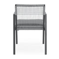 Outdoor Dining Set, Aluminum Dining Chair Set Of 6 With Rope Aluminum Dining Table With Faux Wood Top, Gray Black Black Grey Aluminium