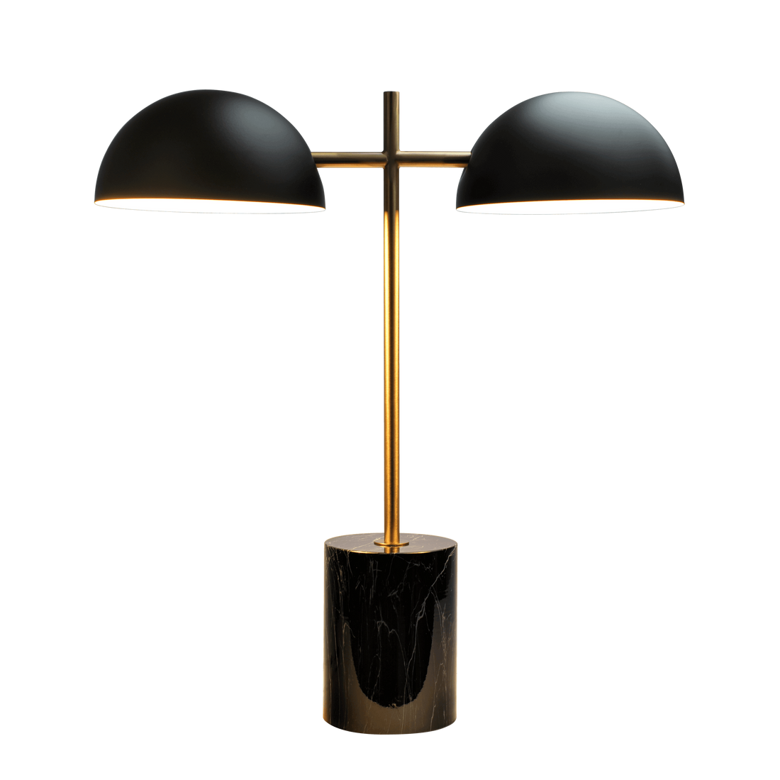 Nova Hydro Black Table Lamp With On Off Switch Double Lamp With Faux Marble Base Black,Gold,Marble Table&Floor Lamps Faux Marble,Metal