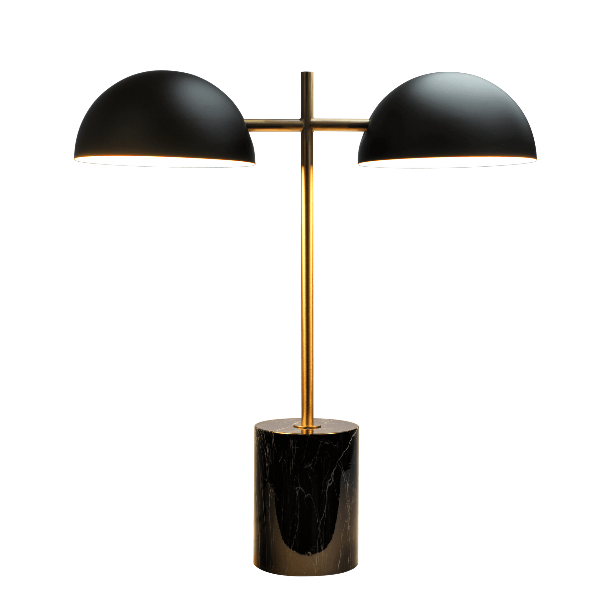 Nova Hydro Black Table Lamp With On Off Switch Double Lamp With Faux Marble Base Black,Gold,Marble Table&Floor Lamps Faux Marble,Metal